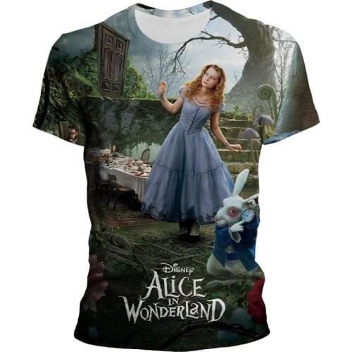Disney Alice in Wonderland Cheshire Cat Cartoon 3D TShirt Women Boy Girl Kids fashion Harajuku Summer kawaii top female Ulzzang