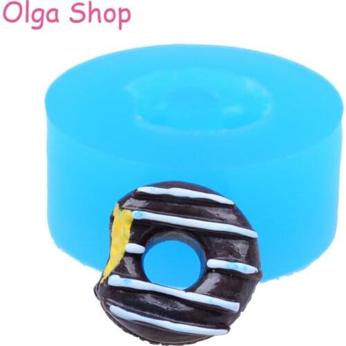 TYL011 15.4mm Bitten Donut / Doughnut Silicone Push Mold - Miniature Food, Cake Decorating Tools, Fondant, Chocolate, Resin Clay