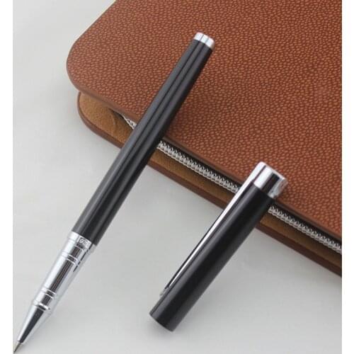 Jinhao 126 Black Rollerball Pen Silver Clip Metal Fine Point 0.5mm Black Ink Business Office Signature Pens
