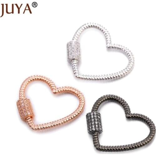 Juya Simple Heart Spiral Clasps Pendants Screw Lock Clasps for DIY Luxury Jewelry Woman Necklace Bracelet Making Accessories