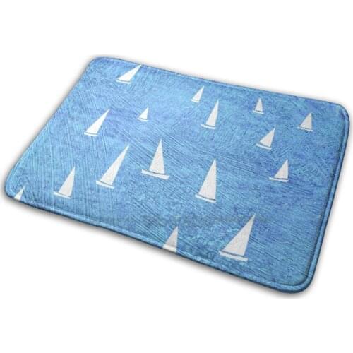 Sailing Mat Rug Carpet Anti - Slip Bedroom Entrance Door Mat Sailing Sea Boats Blue Boat Race Regatta Sails Sail Ocean Squirrell