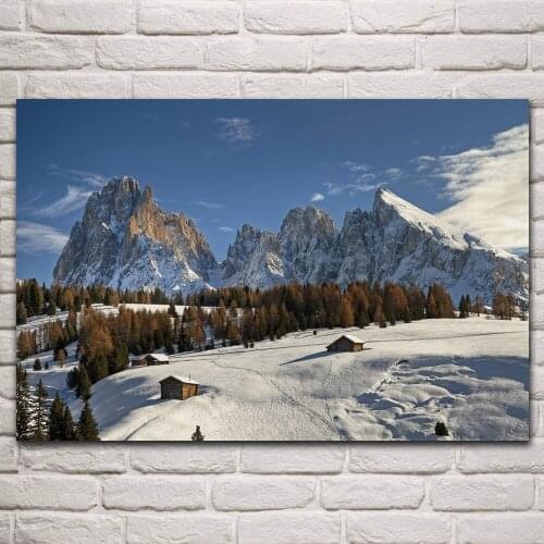 Beautiful Seiser Alm sky daylight snowy mountain Alps dolomite scenery living room home art decor wall print fabric poster KQ103