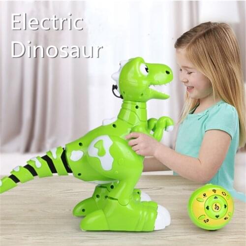 34 CM Dinosaur Doll Electric Intelligent RC Spray Music Walking Dancing Inductive Following Baby Accompany Games Kids Boy Gifts