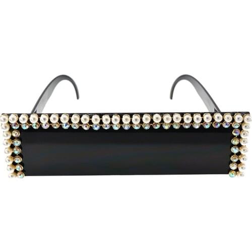 Fashion Ladies Sunglass Luxury Women Brand Designer Sexy Square Pearl Frame Sun Glasses Sexy Female Shades For Party