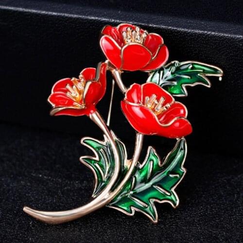 Fashion Women Wedding Brooches Jewelry Shiny Red enamel Scarf pins For Women party gifts Bridal Accessory cheap Price Broches