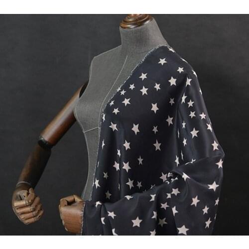 Fashion stars design pure silk crepe de chine fabric for girls dress and clothes,SCDC1385