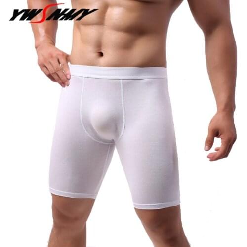 Men Long Boxer Shorts Comfortable Soft Modal Underwear Sexy Long-leg Boxershorts Men European Size Underpants Solid Man Panties