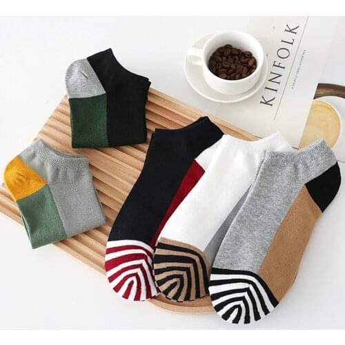 Men Socks Cotton Ankle Socks Classic Patchwork Men Short Socks Summer Comfortable Boat Socks Chaussette Homme Sock Sports Socks