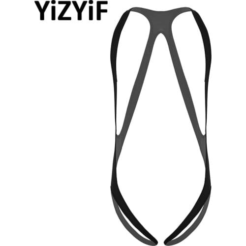 Men Mankini bodysuit Jockstrap Underwear One-piece Lingerie Body Chest harness Halter Neck Elastic Wide Straps Leotard Bodysuit