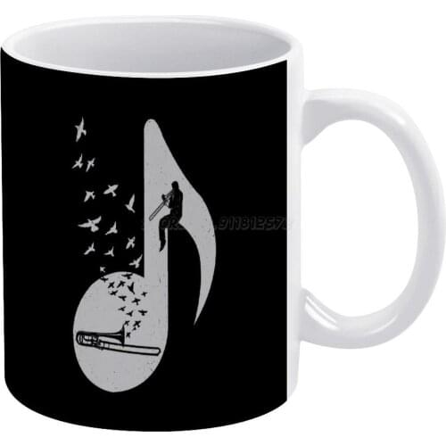 Musical Note-Trombone White Mug Ceramic Mug Creative Mug Musical Note Trombone Music Musical Music Lovers Musical Note Music