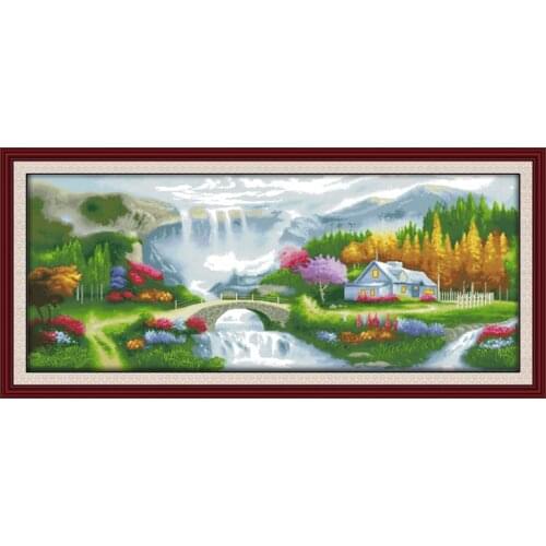 Cross stitch kits Embroidery needlework sets DIY beautiful home printing canvas count 14CT landscape patterns wall decoration