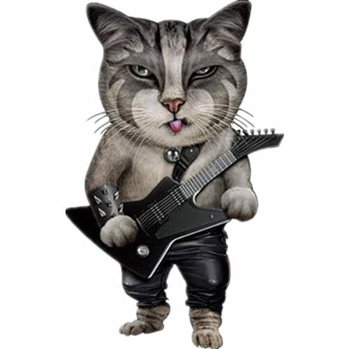 Clothing Patches Cat Guitarist Pattern Iron On Patches Thermal Transfer Printing Fashion Stickers for Clothes Style Decoration