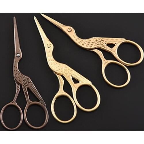 1Pcs Durable Stainless Steel Vintage Classic Embroidery Scissors Nail Art Stork Crane Bird Scissors Cutters Styling Tools