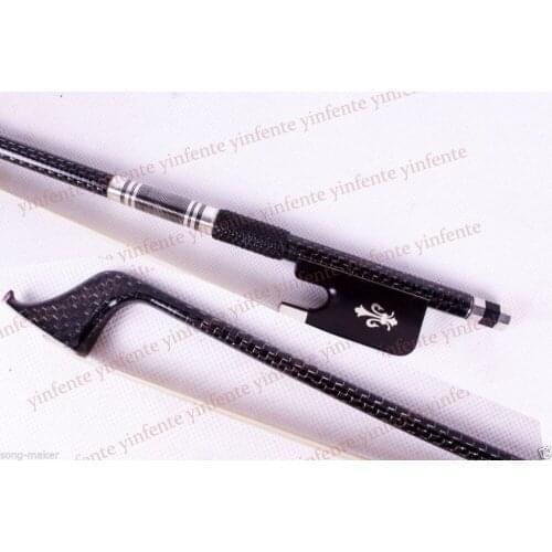 One Cello Bow plaid Carbon fiber Round Stick Ebony frog Silver String 4/4 New