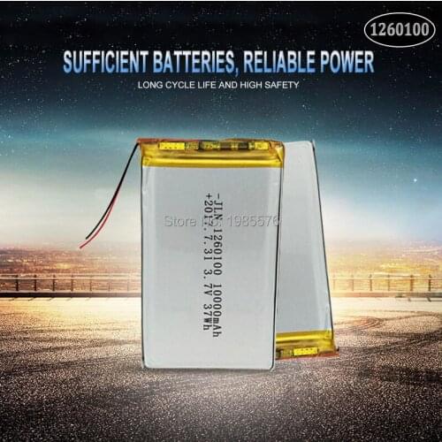 3.7V 10000mAh Rechargeable Tablet Dvd Backup Lipo Battery 1260100 Power tablet Laptop Vehicle Traveling Data recorder E-book