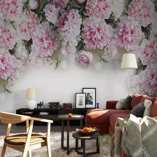 Custom Mural Wallpaper Romantic Pink Flowers 3D Photo Wall Paper For Living Room Bedroom Wall Sticker Waterproof Canvas Fabric