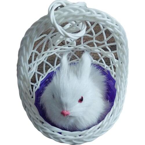 Lifelike Rabbit Animal Figurine in Hanging Basket Table Decoration Party Favors