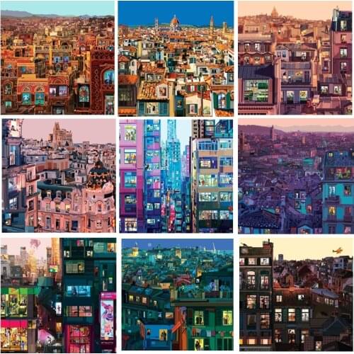 Modern City Night Aesthetics Canvas Painting Wall Art Picture Posters and Prints for Living Room Home Artwork Hanging Decoration