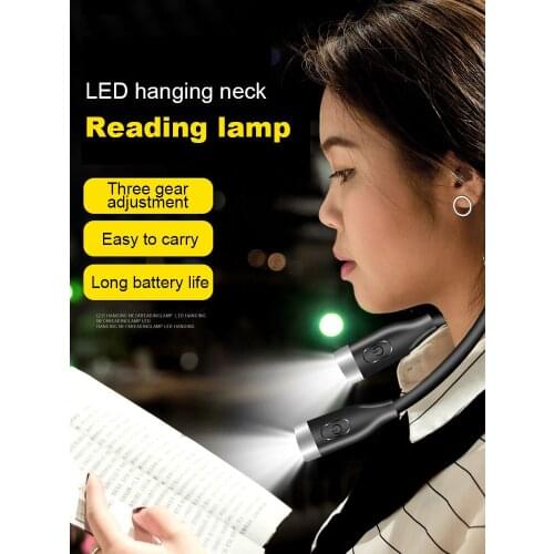 LED Neck Hung Light Hands-Free Rechargeable Night Reading Lamp USB Charging 3 Levels Brightness Hanging Neck Book Light