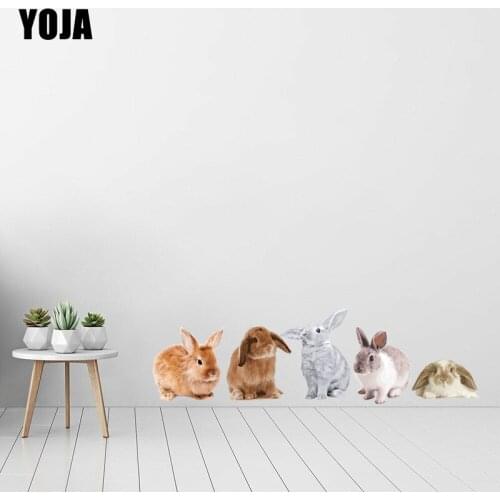 YOJA 65×19.1CM Cute Bunny Group Funny Cartoon Wall Stickers Home Kids Room Decoration 8WS0136