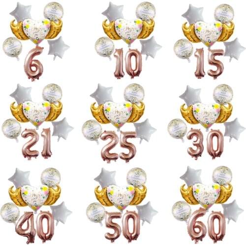 Anniversary Heart Wing Balloons Set Happy Anniversary Foil Balloons 80cm Number Balloon Wedding Anniversary Party Decorations