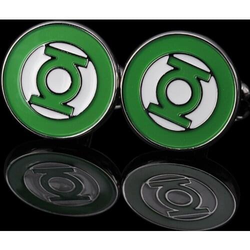 Superhero Cufflinks Green Lantern Men Suit Brand fashion Cufflink Suit Cuff Groomsmen Gifts