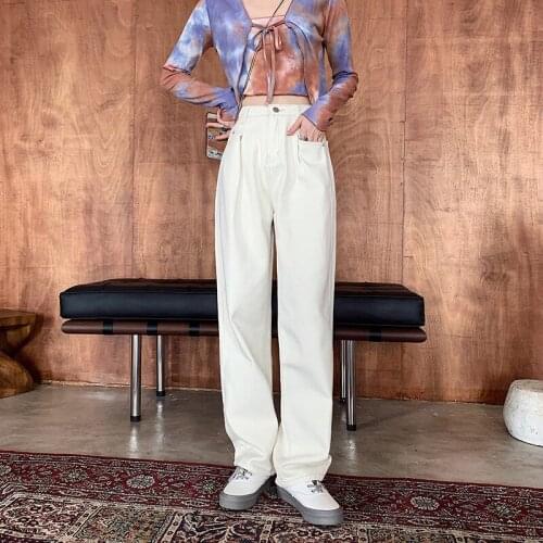 Womens Jeans straight leg Mom Jeans Baggy High Waist Straight Pants Women 2020 Fashion Casual Loose Undefined Trousers