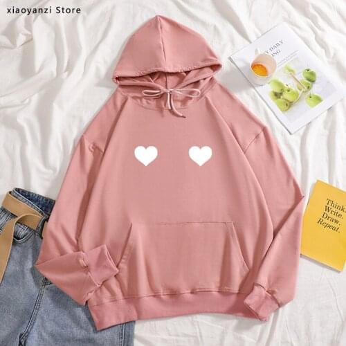 Heart Nipples white Print Women hoodies Cotton Casual Funny sweatshirts For Lady pullovers Tumblr Hipster sportswear NEW-10