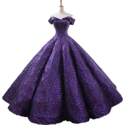 New Luxury Purple Princess Wedding Dress 2020 Sleeveless Sweetheart High-end Lace Up Bridal Gown vestidos de novia WD30626