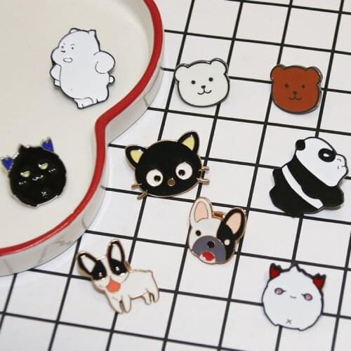 One design metal cartoon color animation pin polar bear panda Brooch color cute bear head womens Lapel Pin Badge JS2