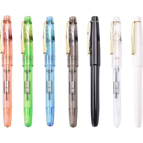 1PC Transparent Fountain Pen Fine Nib Students Stationery Supplies Writing Tool