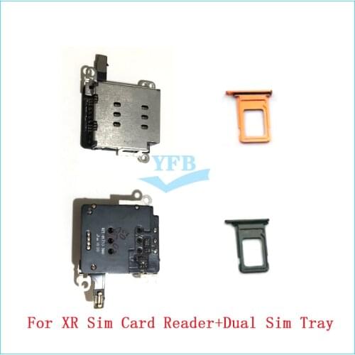 10PCS For Iphone XR Dual Single Sim Card Reader connector Flex Cable + Sim Card Tray Slot Holder Flex Cable Replacement