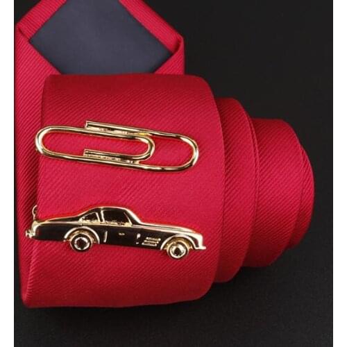 10pcs/lot Golden Car/Paper Clip Designed Tie Clip Funny Gift Tie Pin Necktie Bar Mens Jewelry Wholesale