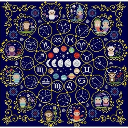 Twelve constellations patterns Counted Cross Stitch 11CT 14CT DIY Chinese Cross Stitch Kits Embroidery Needlework Sets