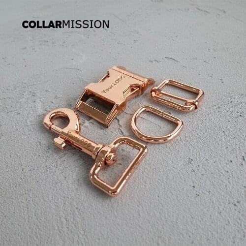 20sets/lot provide laser engraving service customize LOGO plated metal buckle Kirsite diy 25mm dog collar parts 4 colours
