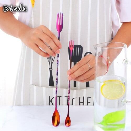 4 Pcs 25/32cm Cocktail Picks Swizzle Sticks Long Handled Mixing Spoon Stick Stirrer Bar Spoon Muddlers Bartender Bar Tools