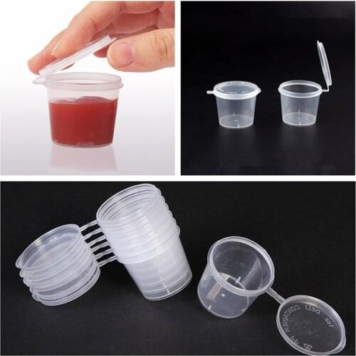 50Pcs/Set Plastic Small Sauce Food Cups Storage Containers Clear Boxes + Lids