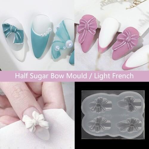 6 Styles Nail Silicone Mold Candy Bear 3D Acrylic Abrasives Carving Crystal Pattern DIY Decoration UV Gel Nail Art Tool PVC Gel