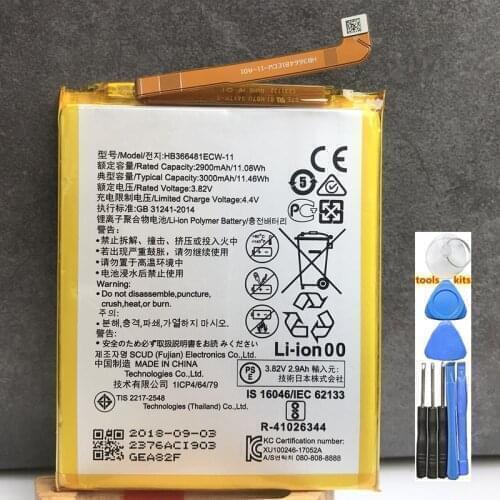 Original HB366481ECW-11 3000mAh Battery For Huawei Y6 2018 / Y6 Prime 2018 5.7" ATU-LX1 ATU-L21 ATU-L30 ATU-L31 ATU-L42 Battery