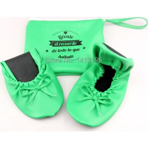 Free shipping ! 2017 Unique green flat wedding shoes folding ballet shoes