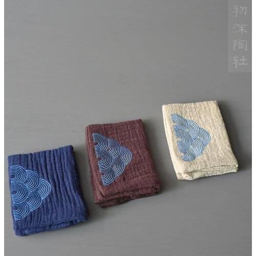 At the beginning of the pure cotton embroidery tea towel water tea table cloth to restore ancient ways tea accessories