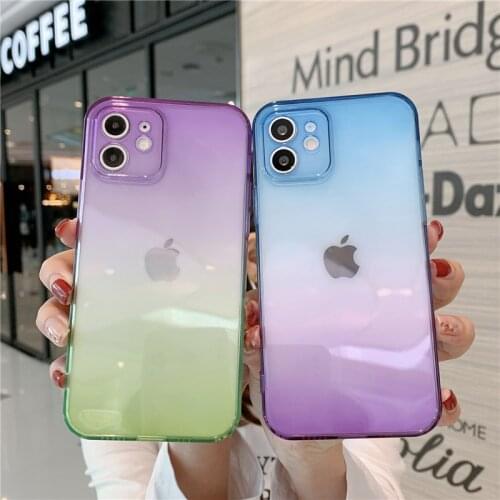 For iPhone 12 11 Pro Max Xs XR X Case Gradient Silicone Cover for iPhone 12 Pro Max 12 Mini SE 2020 7 8 Plus Soft Colorful Cases