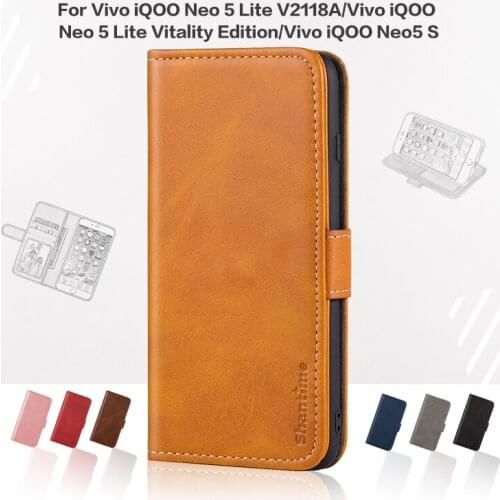 Cover For Vivo iQOO Neo 5 Lite V2118A Case Leather Luxury With Magnet Case For Vivo iQOO Neo 5 Lite Vitality Edition Phone Cover