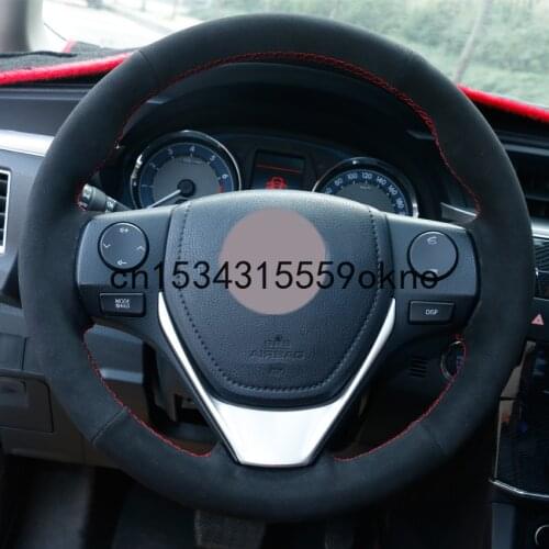 Black Suede Car Steering Wheel Covers For Toyota RAV4 2013-2017 Corolla 2014-2017 Auris 2013-2016 Scion iM 2016
