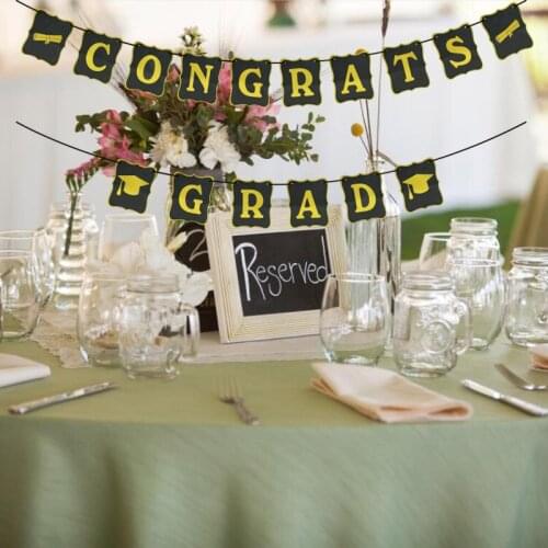 Black Gold We Are So Proud of You Banner Congrats Hanging Bunting Garland Graduation Party Decorations Class of 2021 Photo Props