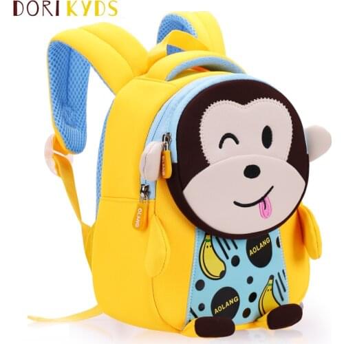 DORIKYDS 3D Monkey Kids Backpack Cute Cartoon Anti Lost Schoolbags 2 Sizes Cute Boys Girls Gift Mochila Escolar