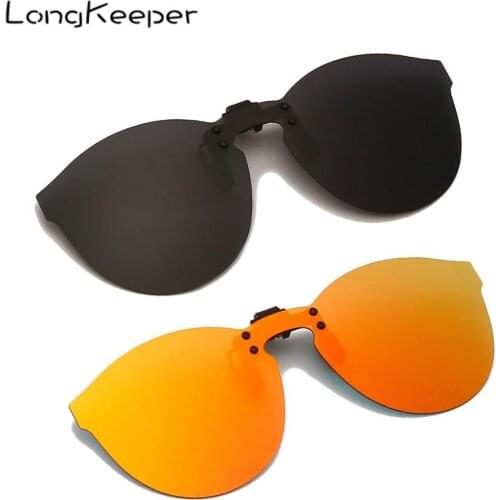 Mens Polarized Flip Up Clip on Sunglasses Men Women Night Vision Sun Glasses Blue Mirror Anti-glare Fishing Driving Eyewear