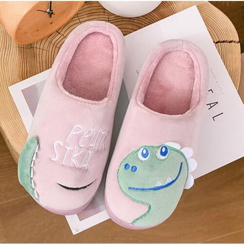Indoor Slippers Women Men Warm Plush Slipper Anti-slip Soft Sole Slip On Winter Home Floor Shoes Woman Home Flats Cartoon Slides