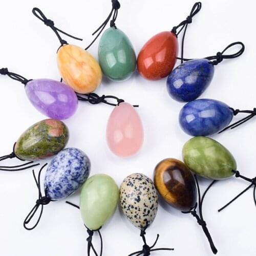 Drillded 40*25mm Yoni Eggs Natural Jade Crystal Yoni Eggs With Hole Kegel Exercise Pelvic Floor Muscle Vaginal Massage Ball