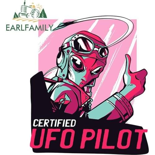 EARLFAMILY 13cm x 11cm for Alien UFO Pilot Windows Car Sticker Surfboard Refrigerator Decal Windshield Waterproof Car Styling